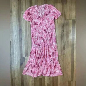 No Tags‎ Lace Pink Overlay Duster Cottagecore Coquette Fairy Artsy Boho Feminine